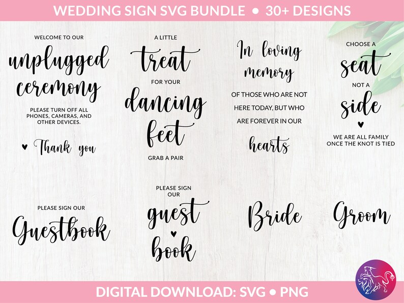 Wedding Sign Bundle, Wedding Bundle, Wedding svg, Wedding Sign svg, Cards And Gifts svg png instant download, Bride svg, Rustic wedding svg image 2