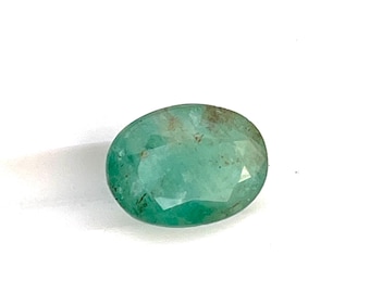 Esmeralda, Esmeralda natural, Piedra tallada en forma de esmeralda, Esmeralda de Zambia, Piedra preciosa natural, Facetada, Piedra preciosa, Cabujones, Forma ovalada 7,5 x 5,5 mm aprox., 1,25 quilates