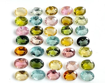 Turmalina, Turmalina Natural, Multi Turmalina, Pedra Lapidada Turmalina, Gemas Ovais Turmalina, Oval, Jóias, 35 pcs, 4 x 3 mm Aprox, 5,10 cts