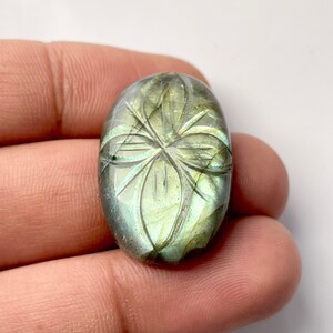 Multi Fire Labradorite Carved Oval Most Beautiful Carving best Quality, 30x19.8mm, Approx 39.75 carat
