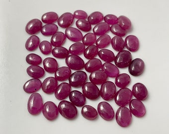 Rubis, rubis chargé de verre, rubis cabochon, rubis, pierres précieuses de rubis, pierre de naissance de juillet, pierre précieuse, bijoux, 5 x 4 mm à 6,5 x 5 mm, 10 pièces,qualité AAA+