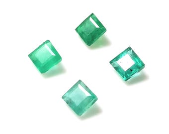 Esmeralda, Esmeralda natural, Piedra tallada, Esmeralda de Zambia, Piedra preciosa natural, Facetada, Piedra preciosa, Cabujones, Forma baguette, 4 piezas, 3 mm, 0,55 quilates