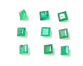 Esmeralda, Esmeralda natural, Piedra tallada, Esmeralda de Zambia, Piedra preciosa natural, Facetada, Piedra preciosa, Cabujones, Forma baguette, 9 piezas, 2,5 mm, 0,75 quilates
