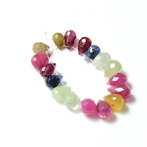 Multi Sapphire,Multi Glass Filled Beads,Sapphire Teardrop Brioletters beads,Cabochon,Gemstones,Jewellery, 17 Pcs, 8cm Approx, 41.35carat