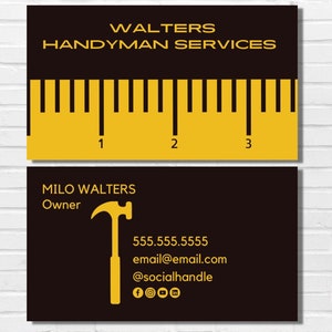 Editable Business Card Template, Business Card Template Instant Download Printable DIY Calling Card Canva Template, Contractor