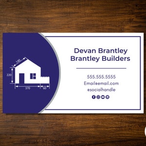 Editable Business Card Template, Business Card Template Instant Download Printable DIY Calling Card Canva Template, Contractor