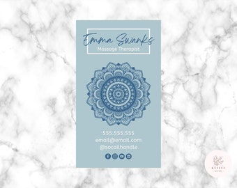 Editable Business Card Template, Business Card Template Instant Download Printable DIY Calling Card Canva Template, Massage Therapist