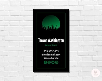 Editable Business card template, Premade Business Cards, Printable Business Card, Canva Template, Instant Download, landscaping, lawn care