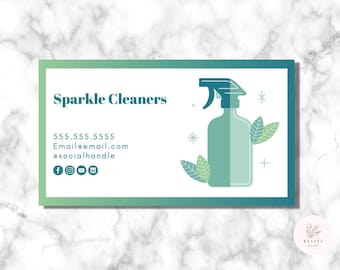 Editable Canva Business card template, Premade and printable Business Card, Instant Download, Housekeeping, Cleaning Services