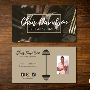 Bearbeitbare Visitenkartenvorlage, vorgefertigte Visitenkarten, druckbare Visitenkarte, Canva-Vorlage, sofortiger Download, Personal Trainer