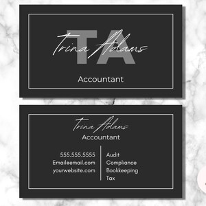 Plantilla de tarjeta de visita editable minimalista, tarjetas de visita prefabricadas, tarjeta de visita imprimible, plantilla Canva, descarga instantánea, contable