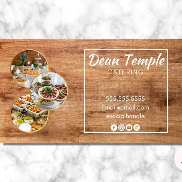 Editable Business card template, Premade Business Cards, Printable Business Card, Canva Template, Instant Download,  Catering and Chef Cards