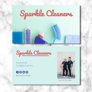 Editable Cleaning Services Business Card Template (Canva, Instant Download)