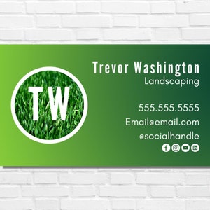 Editable Business card template, Premade Business Cards, Printable Business Card, Canva Template, Instant Download, landscaping, lawn care