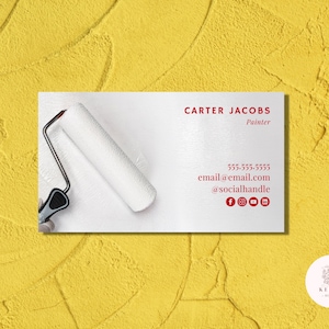 Modelo de cartão de visita editável, modelo de cartão de visita Download instantâneo para impressão DIY modelo de cartão de chamada Canva, pintor