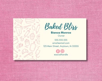 Bakery Business Card Template: Editable Canva Design (Instant Download)