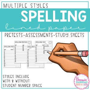 Spelling Sheets for Pretests, Study, and Tests