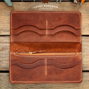 Cartera de cuero para mujeres, cartera larga de cuero, cartera slim de cuero, cartera de tarjeta de crédito, cartera de mujer de cuero, regalo para ella.
