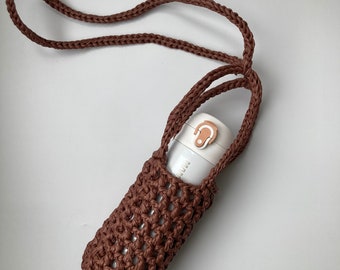 Crochet Water Bottle Holder: Handmade Crossbody Hiking Bag