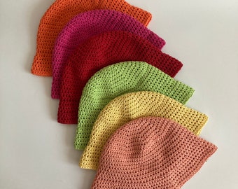 Handmade Cotton Crochet Bucket Hat: Granny Square Style