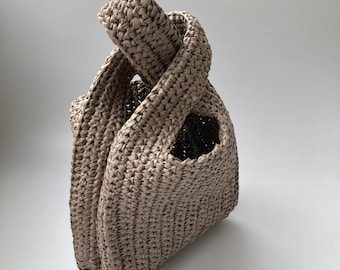 Crochet Japanese Knot Bag: Raffia Yarn Tote Bag