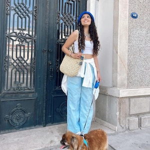 Handmade Crochet Raffia Tote Bag: Woven Beach Market Bag