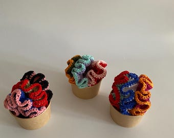 Crochet Scrunchies 3-Pack: Handmade Cotton Hair Accessories