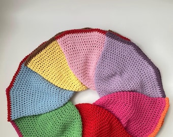 Colorful Crochet Bucket Hat - Handmade Cotton Boho Festival Hat - Vibrant Summer Sun Accessory