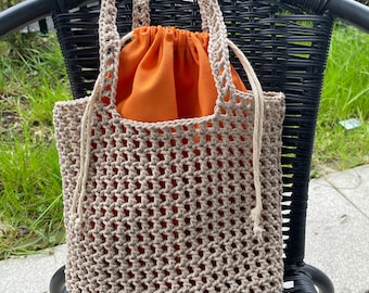 Handmade Crochet Market Bag: Eco-Friendly Cotton Tote