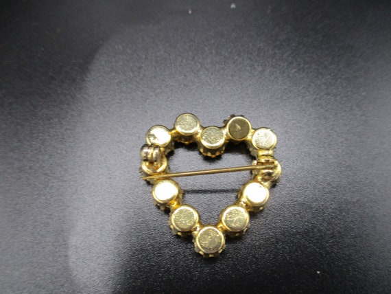 Heart Brooch Bejeweled with Dark Red Stones - image 2