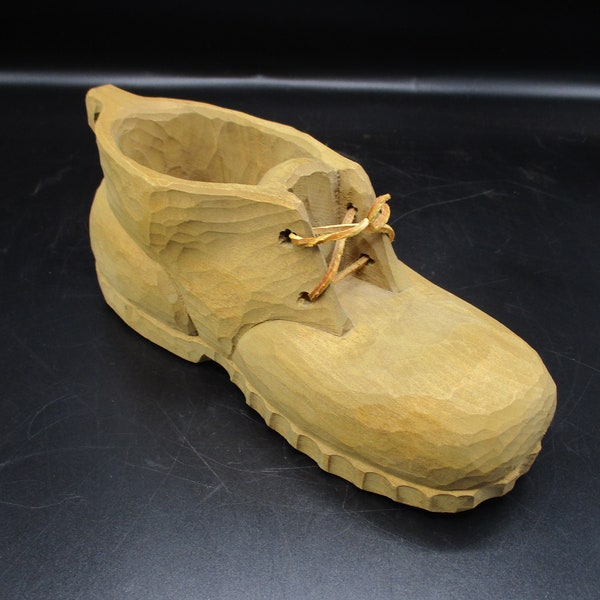 Hand Carved Wooden Shoe Toothpick Holder