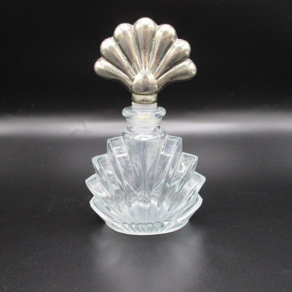 Glass Perfume Bottle w/ silver plated topper