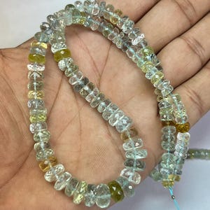 Natural Aquamarine Tyre Beads, Multi Color Faceted Aquamarine Heishi Tyre Beads, 6-10mm Aquamarine Bead, Aquamarine Gemstone Beads 13 inch
