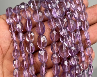 Oval Pink Amethyst Beads, Faceted Natural Pink Amethyst Oval Shape Beads, Amethyst Bead for Jewelry Making, Amethyst Gemstone Beads, 13 Inch