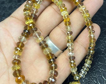 Cuentas de cuarzo oso 100 % naturales, facetadas, de 6 a 8 mm, para joyería, 33 cm