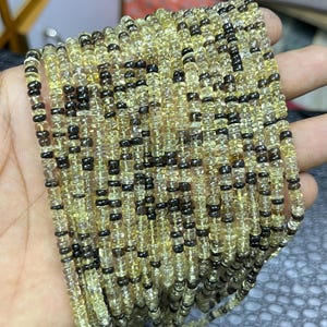 Natural Lemon & Smoky Quartz Heishi Tyre Beads, Smooth Lemon Smoky Quartz Tyre Beads, 4-5mm Mixed Quartz Gemstone Bead for Jewelry, 13 inch
