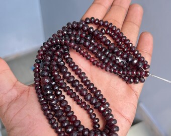 Natural Red Garnet Rondelle Beads, good quality Garnet Rondelle Shape Beads, 6-8mm Garnet Rondelle faceted Beads, Red Garnet Beads, 13 inch