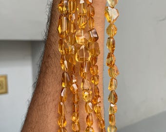 Top Quality Natural Citrine Nuggets Shape Beads, 9inch yellow Citrine tumble Beads for Jewelry, Citrine Faceted Free Size Beads