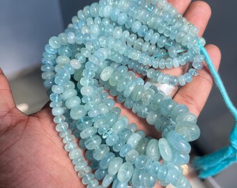 AAA Natural milky Aquamarine Rondelle Beads, smooth Milky Aquamarine Rondelle Beads, 7-11mm Aquamarine Gemstone rondelle plain Bead 13 inch