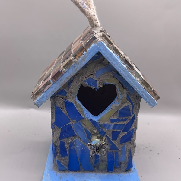 Mosaic Birdhouse - Bleu