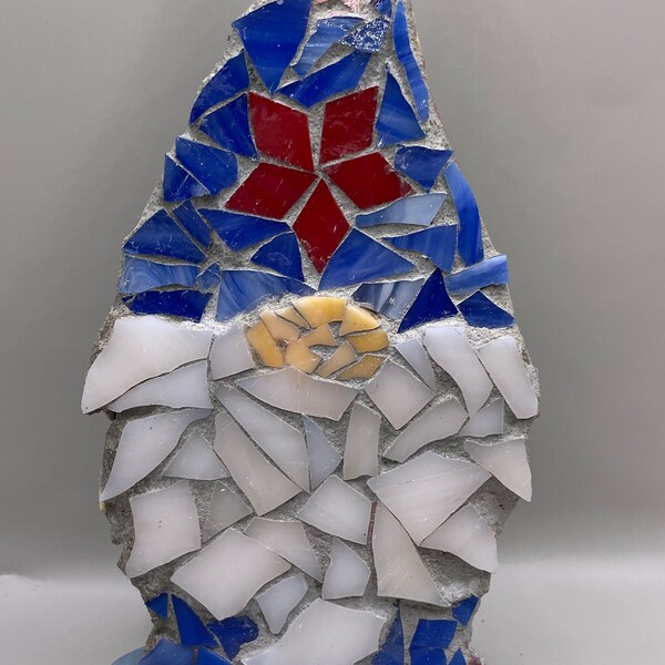 Mosaic Gnome - Blue & Red