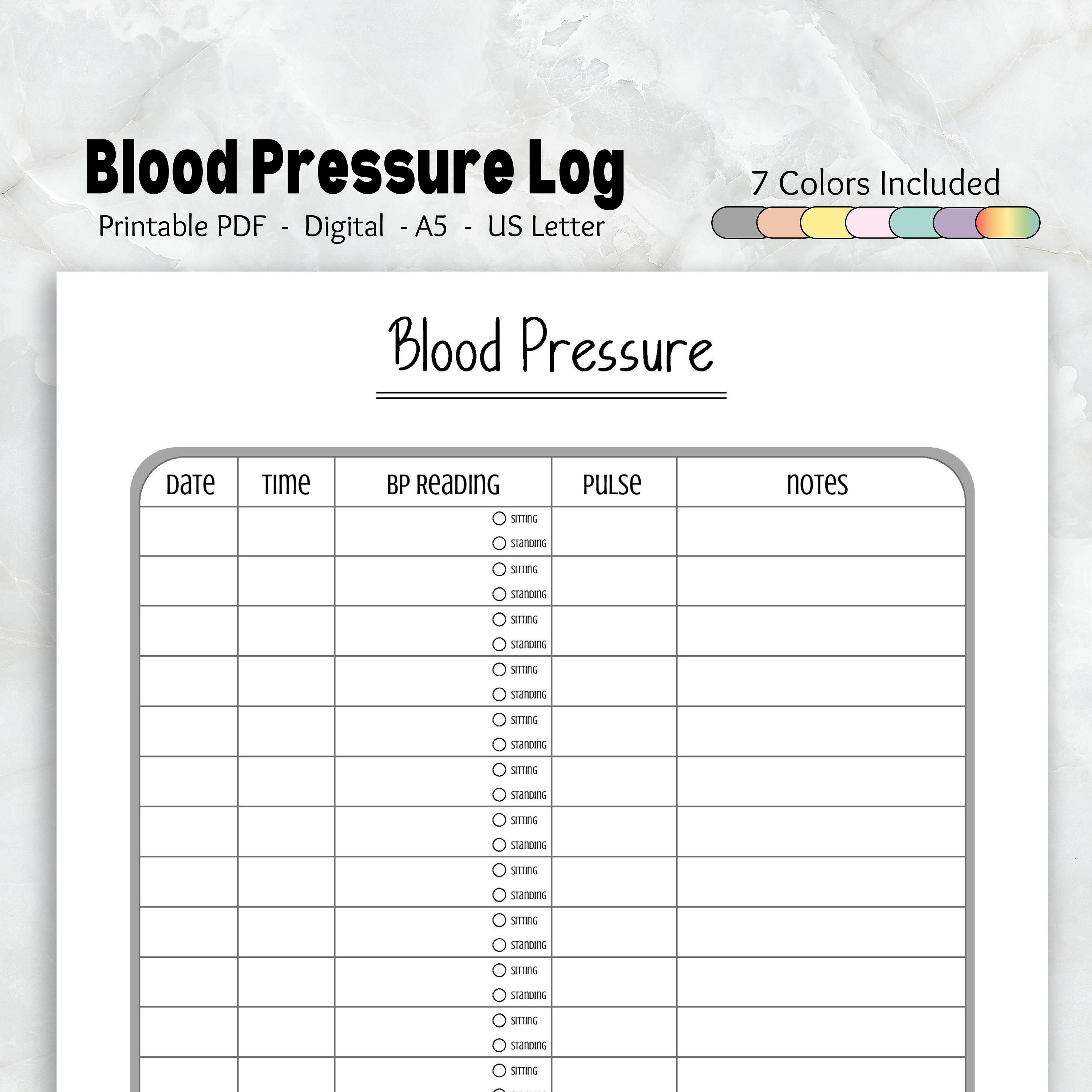 Blood Pressure Log, Daily Blood Pressure, Medical Binder