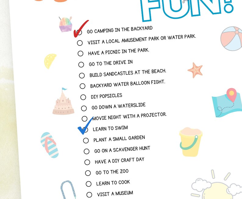 Summer Bucket List, Printable Kid Activities, Summer Checklist, Games
