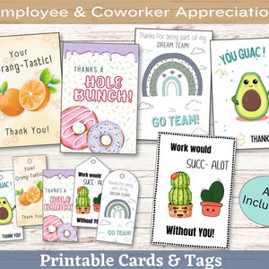 Employee Appreciation Gift Bundle, PRINTABLE Card & Tags, Team Gifts, Staff Appreciation, Coworker Appreciation