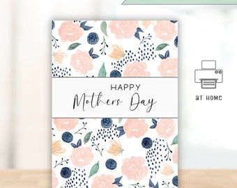 Mother's Day Watercolor Greeting Card - Floral Design - Blank DIY Card - Printable PDF Included