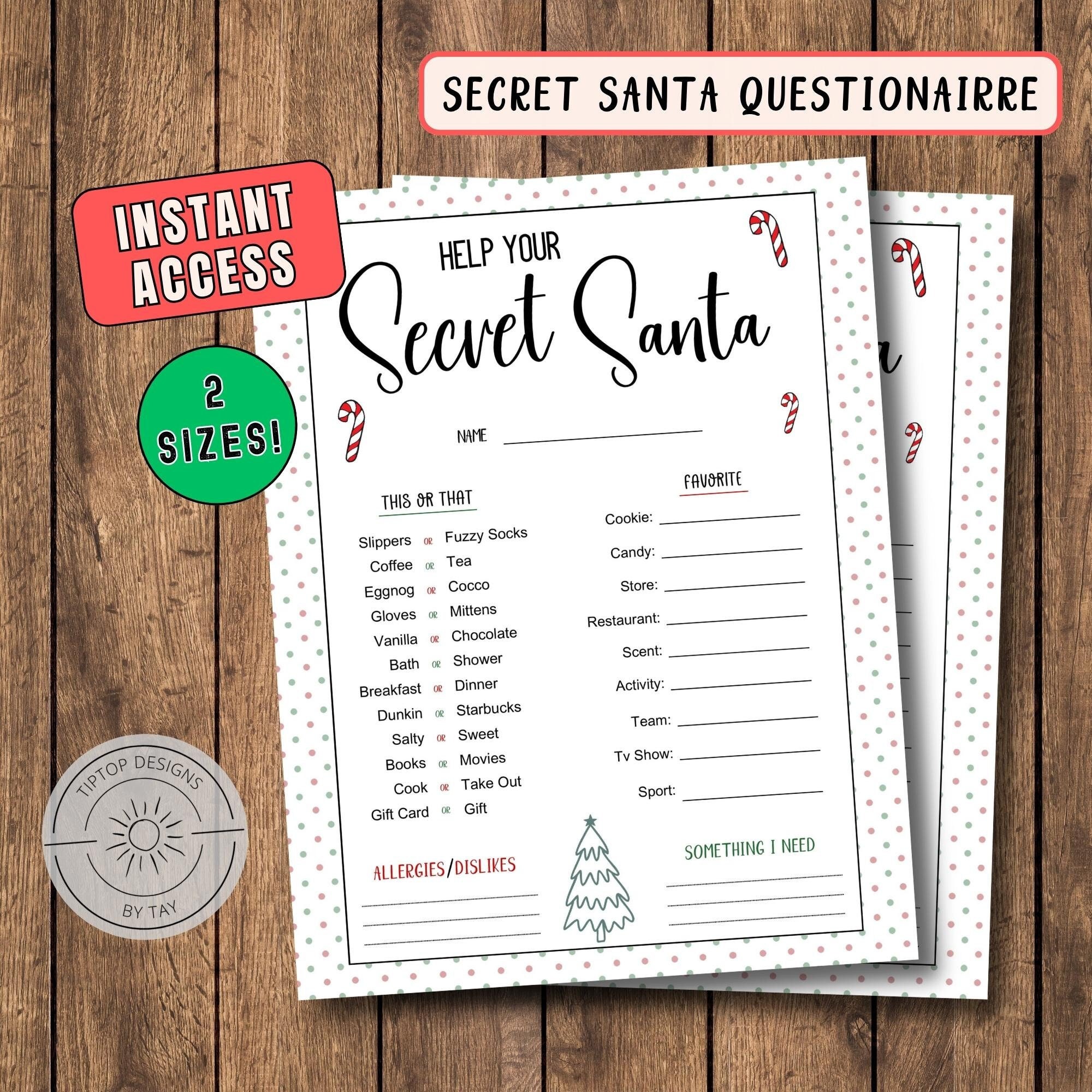 Secret Santa Gift Exchange Printable Christmas Games Secret Santa ...