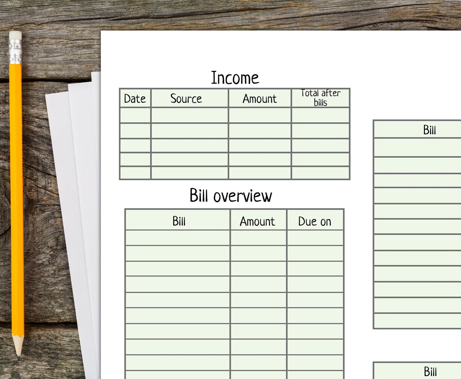 Bill Tracker, Bi-weekly Bill Pay Budget Tracker, Monthly Budget- 7 ...