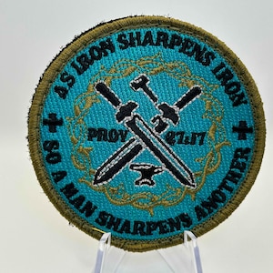 Iron Sharpens Iron Patch Proverbs 27-17 Brotherhood Emblem