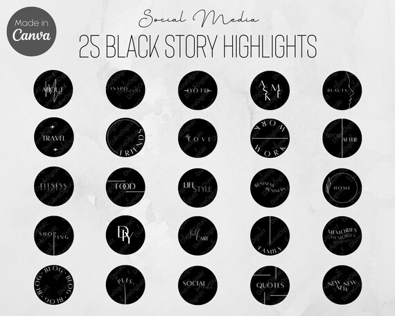 25 Black Instagram Highlight Covers Minimalist Instagram - Etsy
