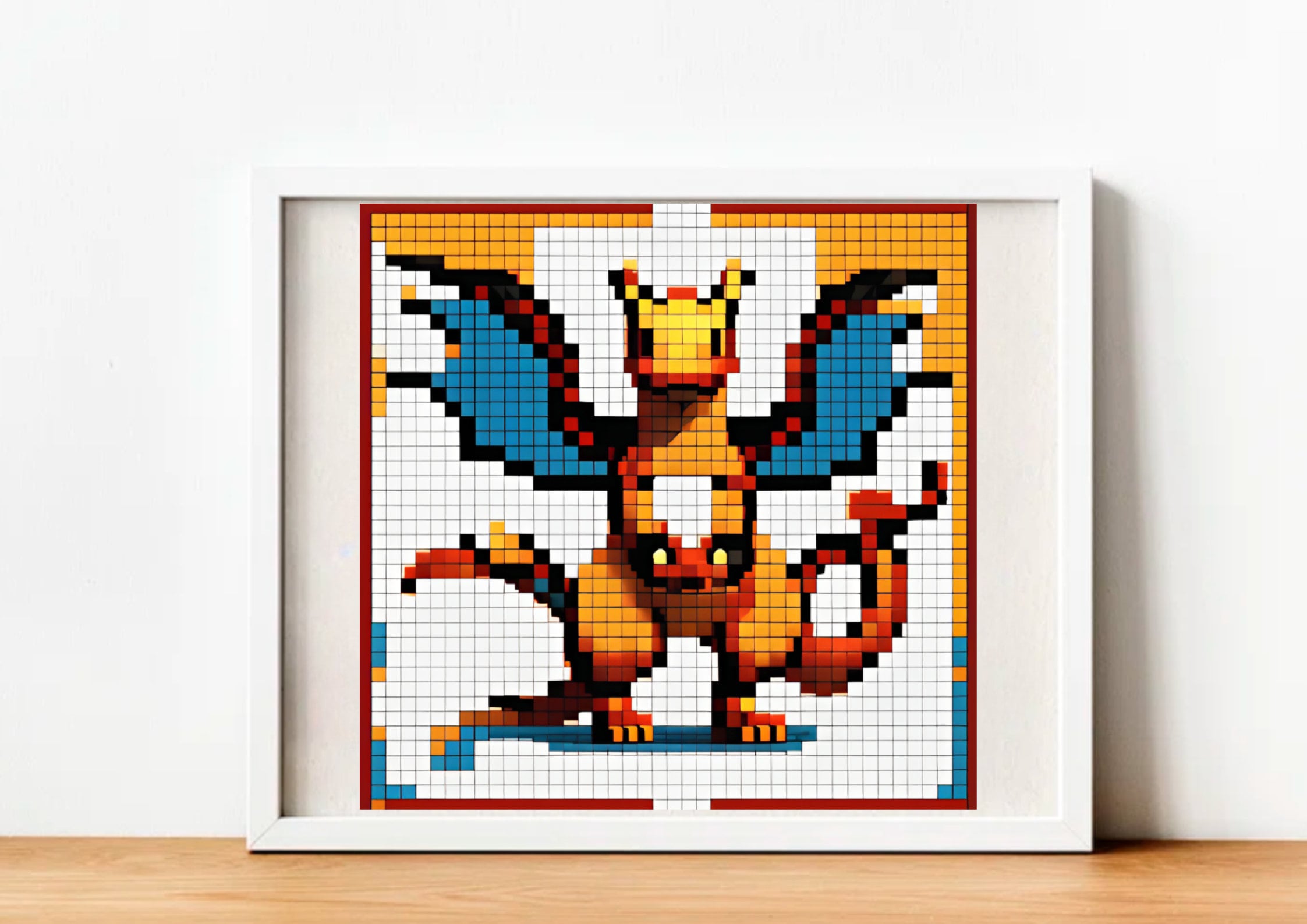Charizard Pixel Art / Poster / Pokemon / Wall Art / Gift for Etsy